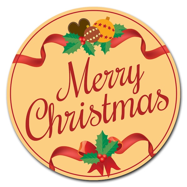 Corrugated Plastic Sign With Stakes 24in Circular-Merry Christmas